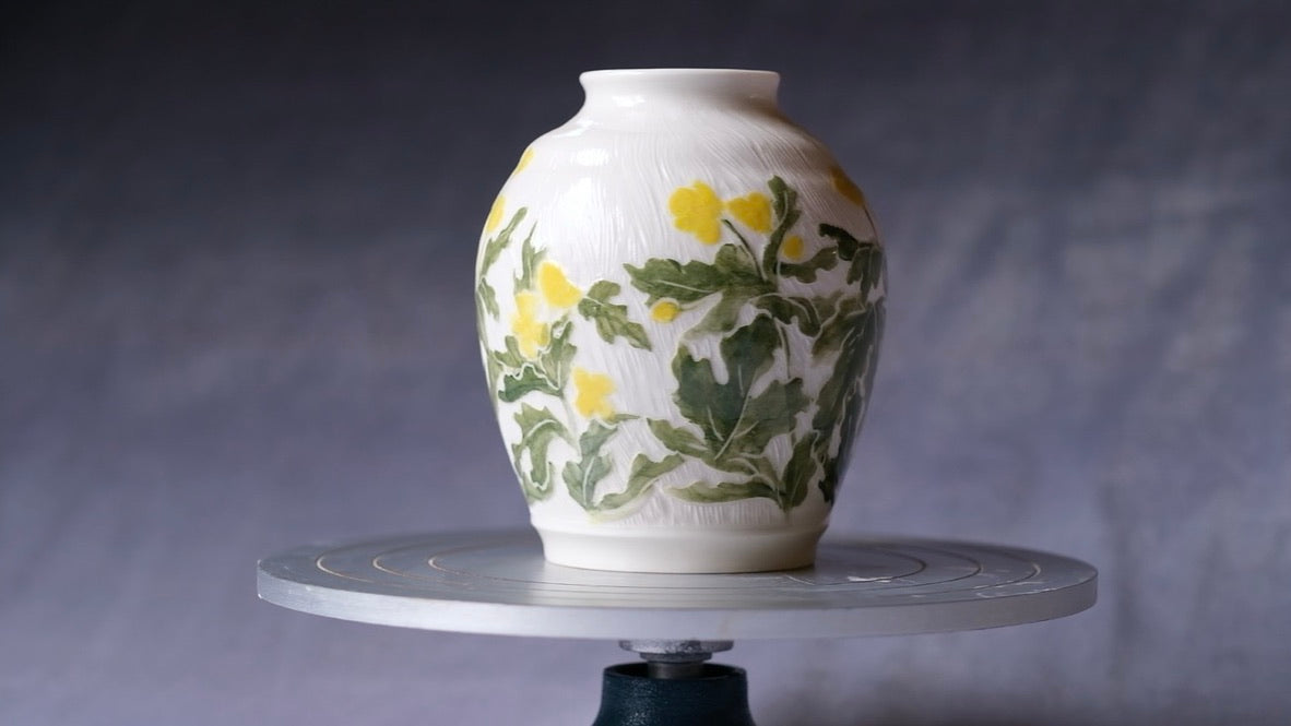 Wood Poppy Carved Vase
