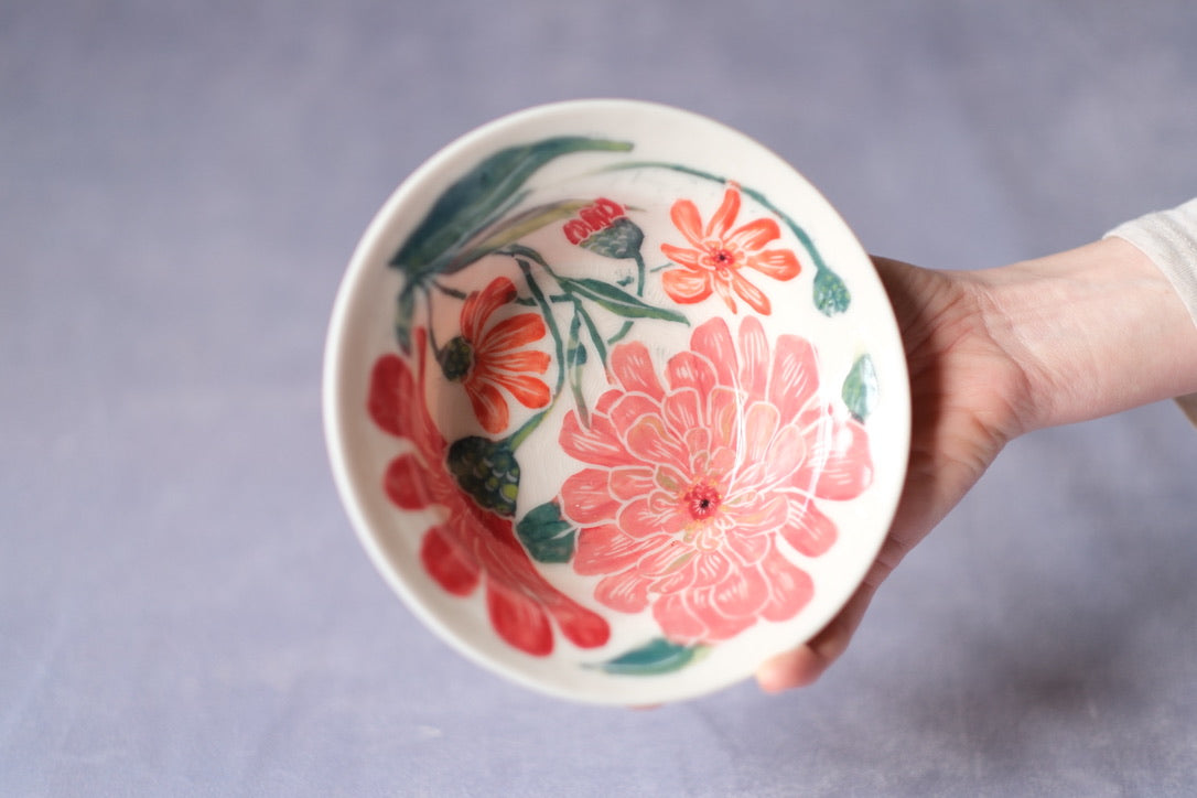 Carved Zinnia Cereal Bowl