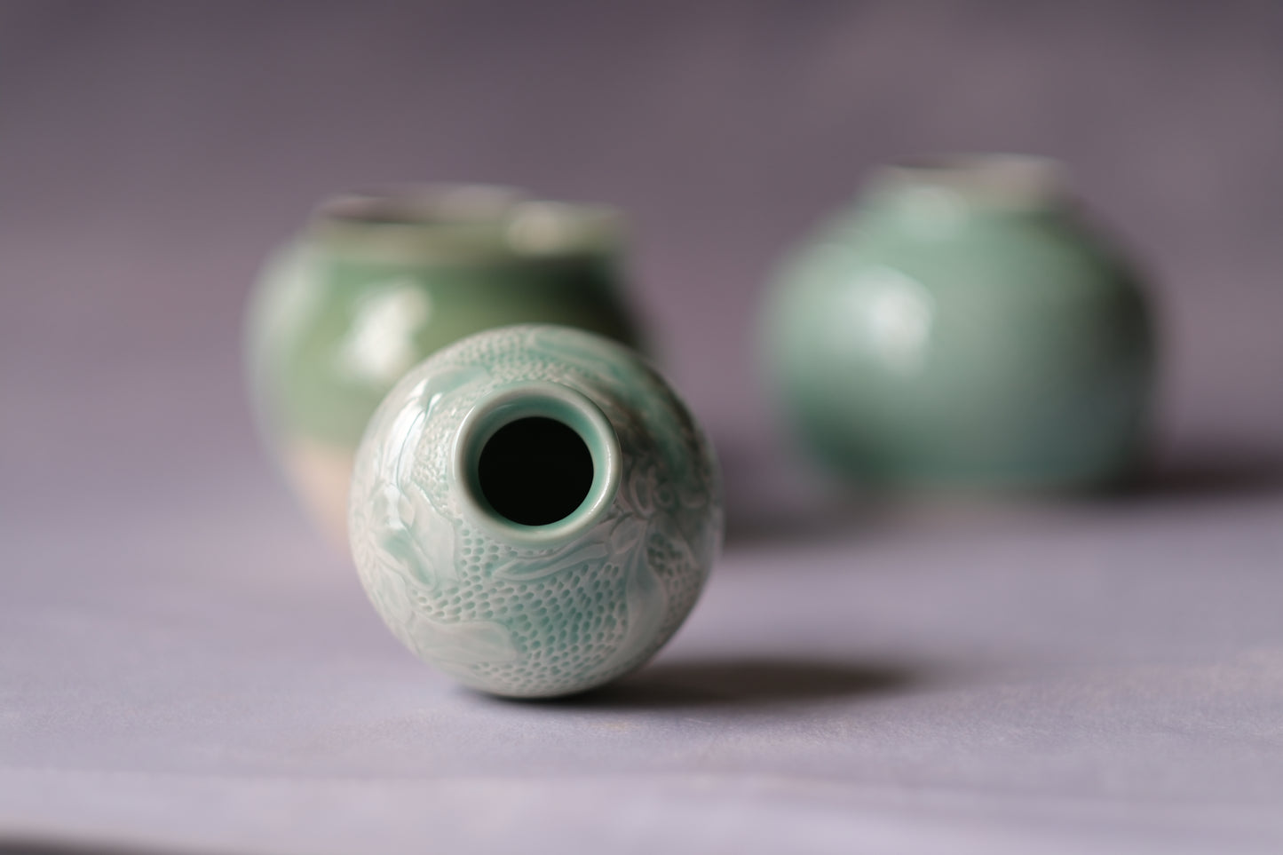 Green Carved Vase