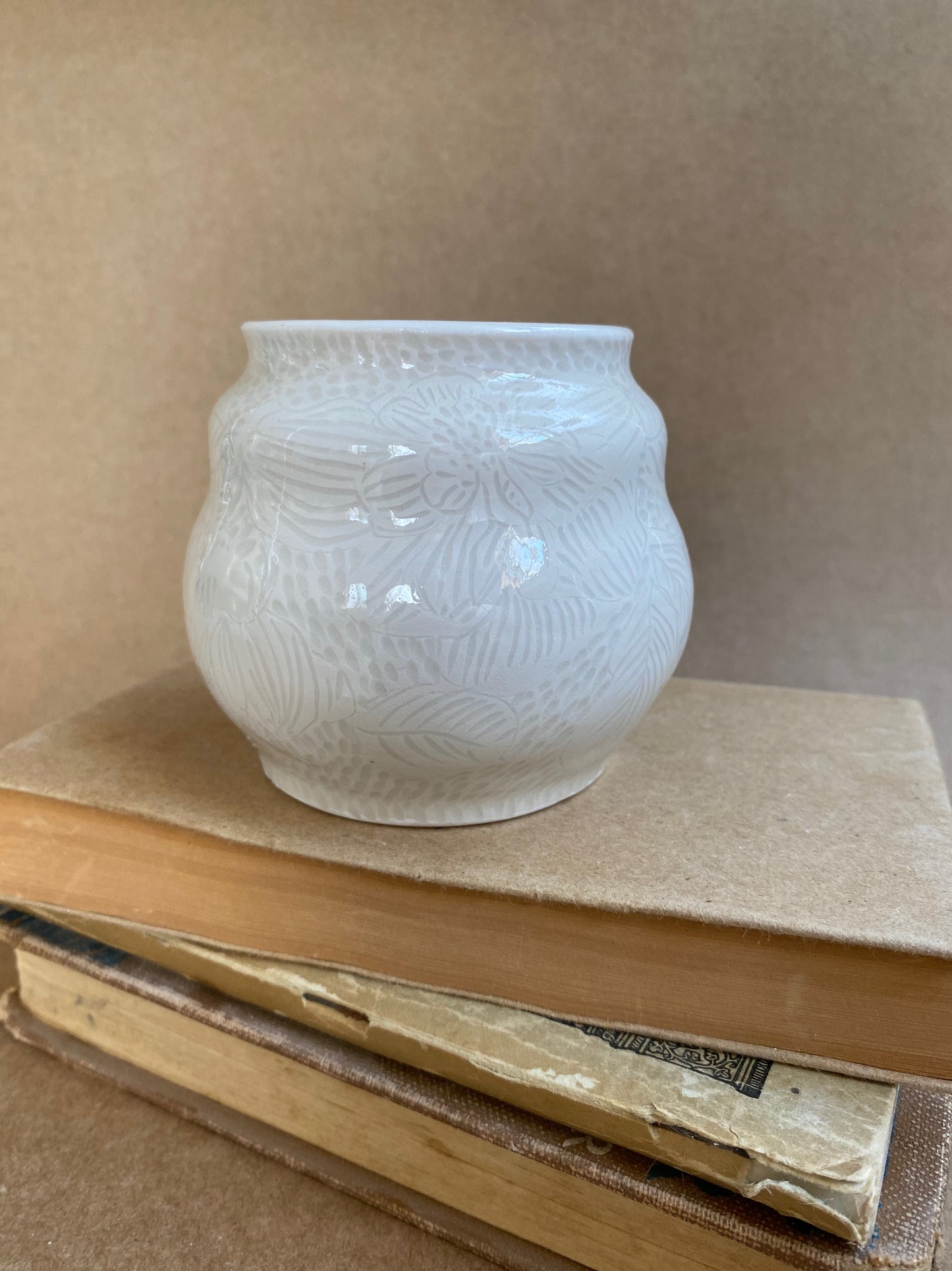White Carved Vase