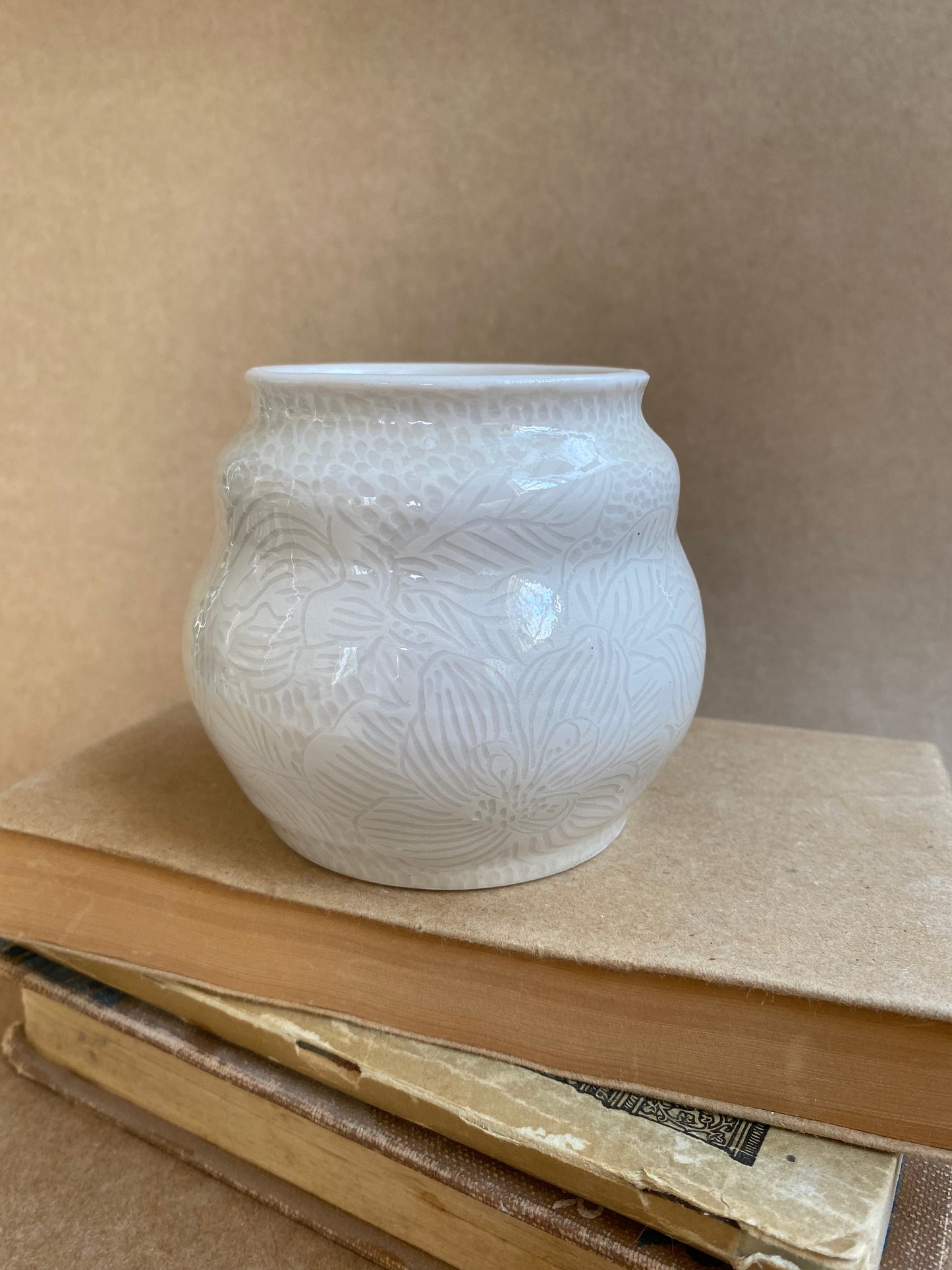 White Carved Vase