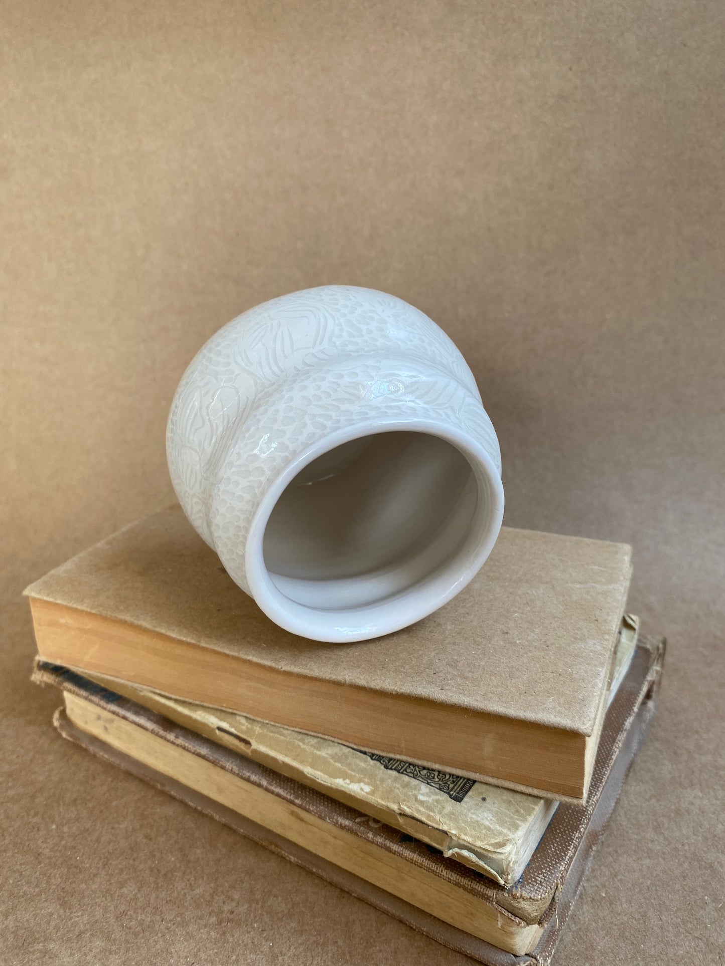 White Carved Vase