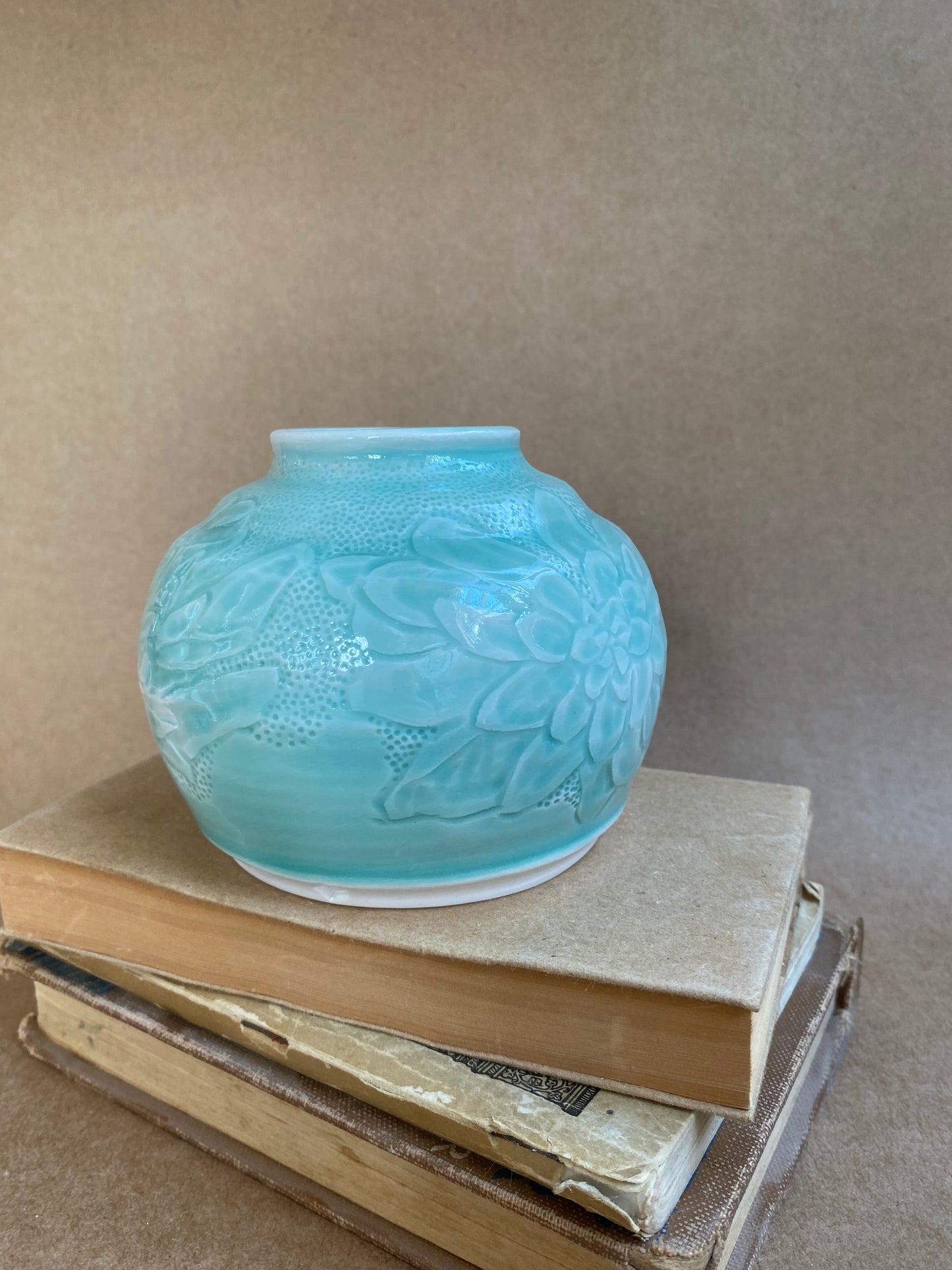 Green Carved Vase