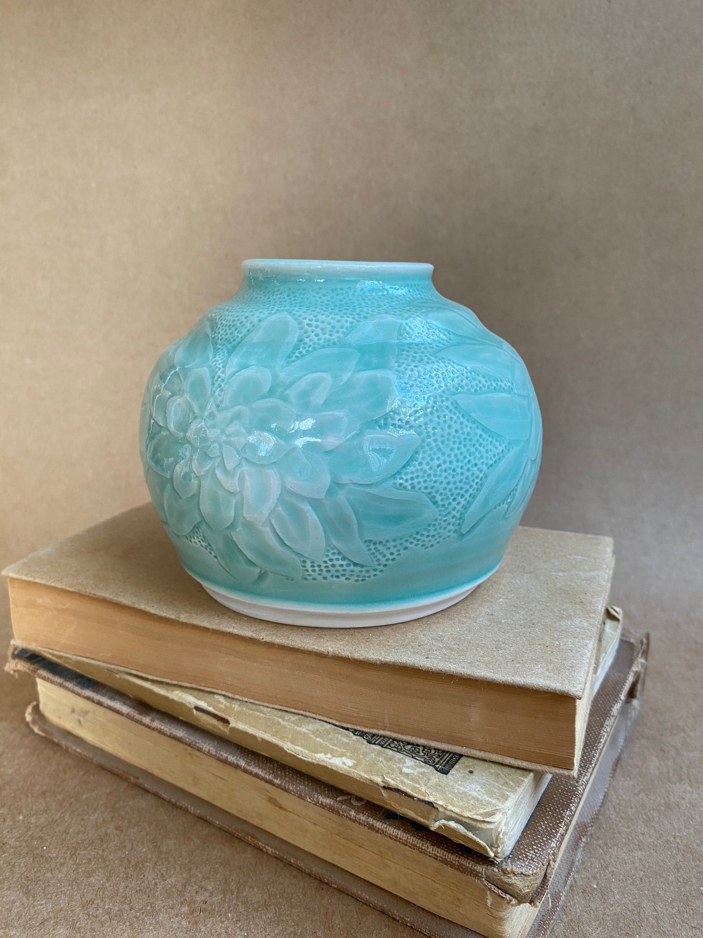 Green Carved Vase