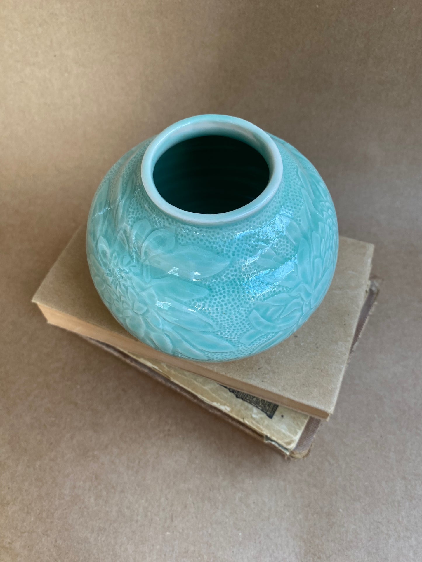 Green Carved Vase