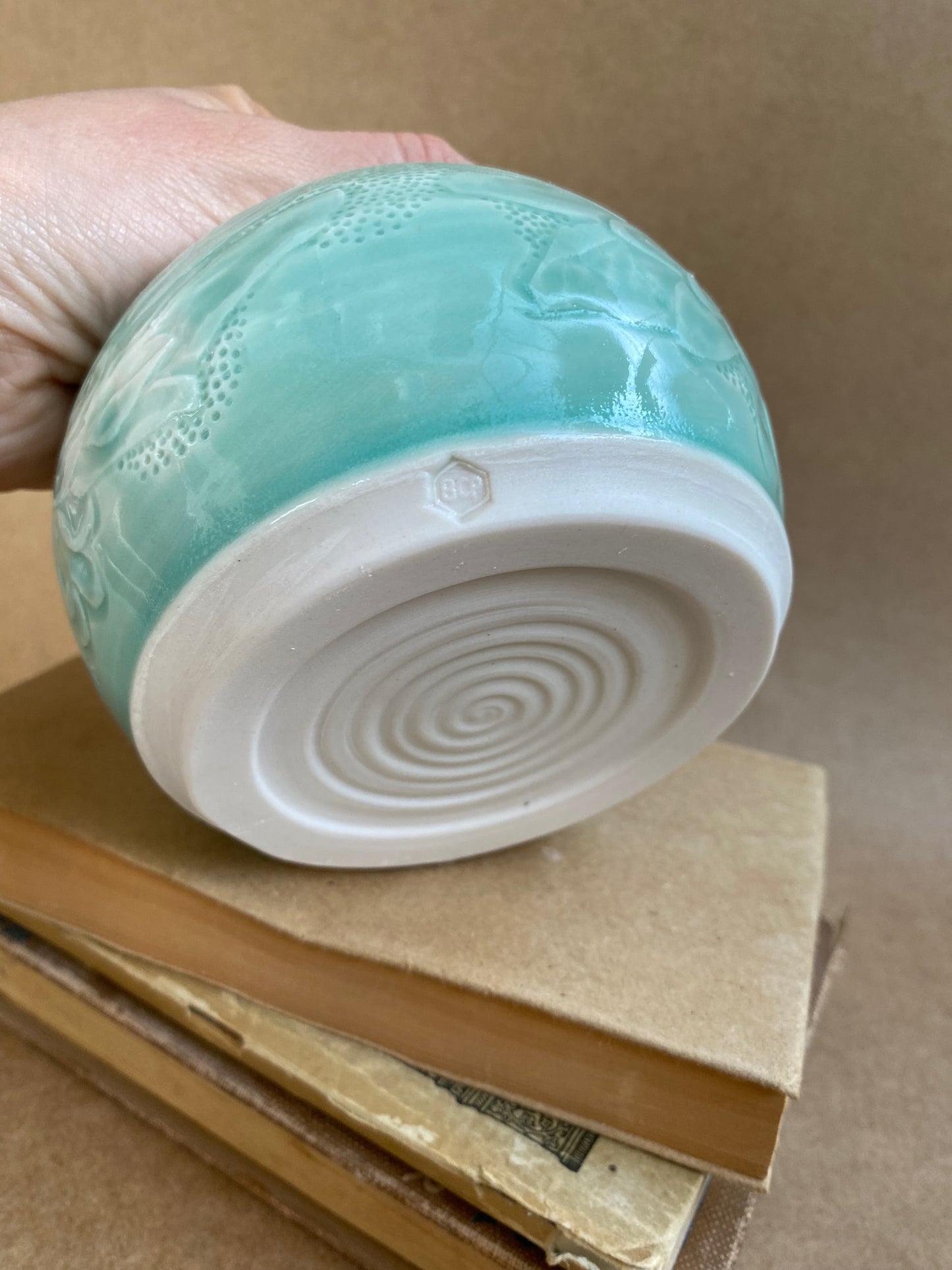 Green Carved Vase