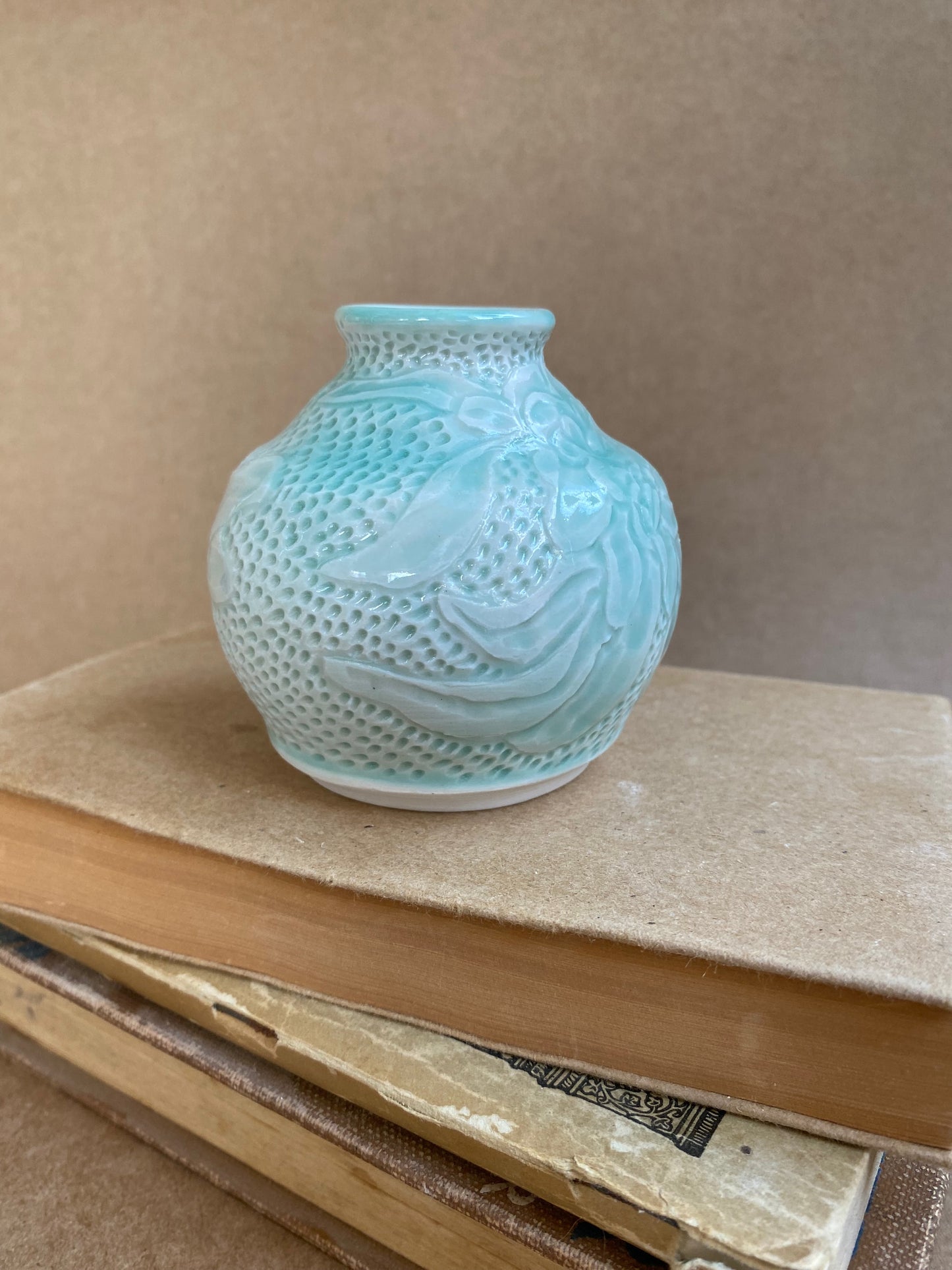 Green Carved Vase