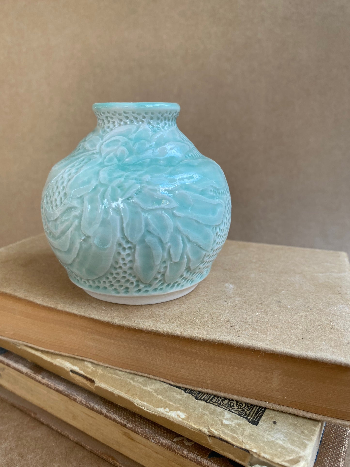 Green Carved Vase
