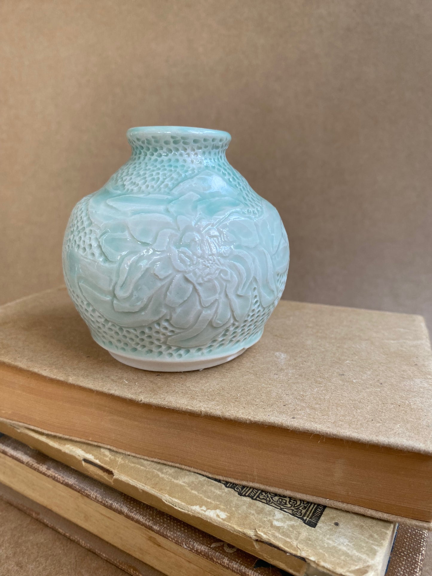 Green Carved Vase