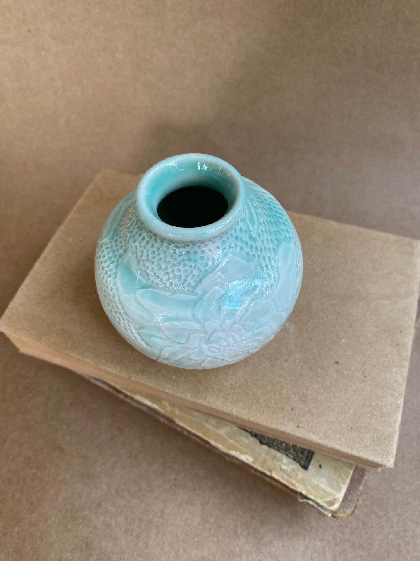 Green Carved Vase