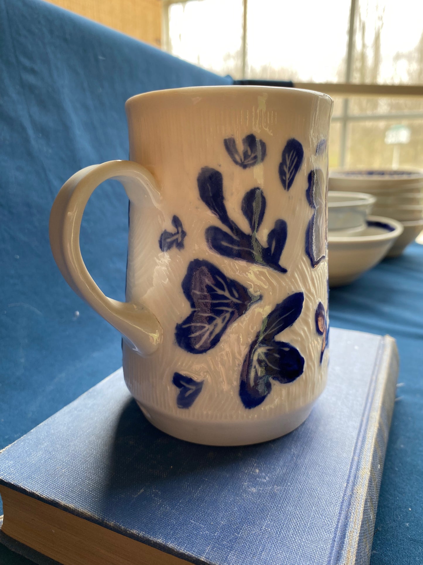 Blue Carved Mug