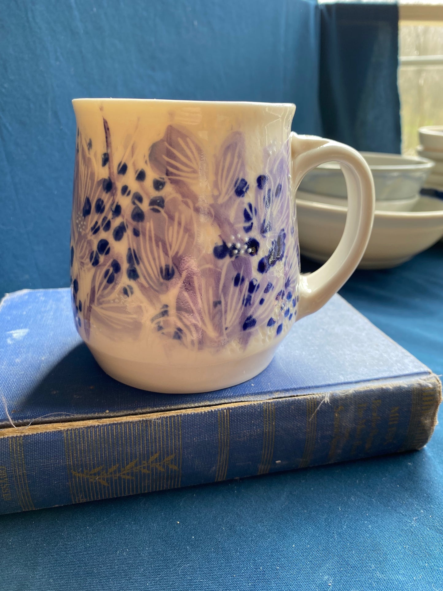 Violet Anemone Carved Mug