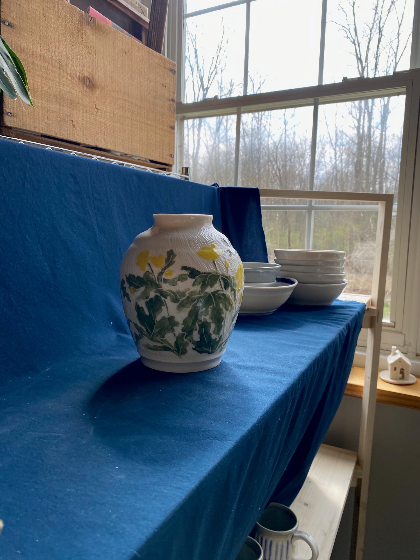 Wood Poppy Carved Vase
