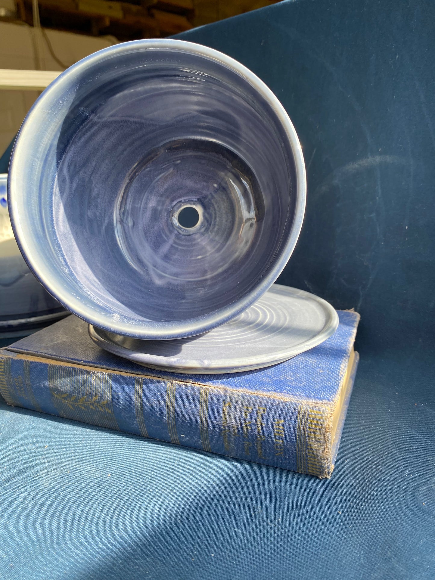 Drippy Cobalt Plant Pot and Dish