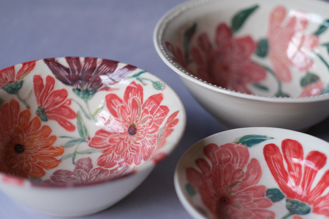 Carved Zinnia Cereal Bowl