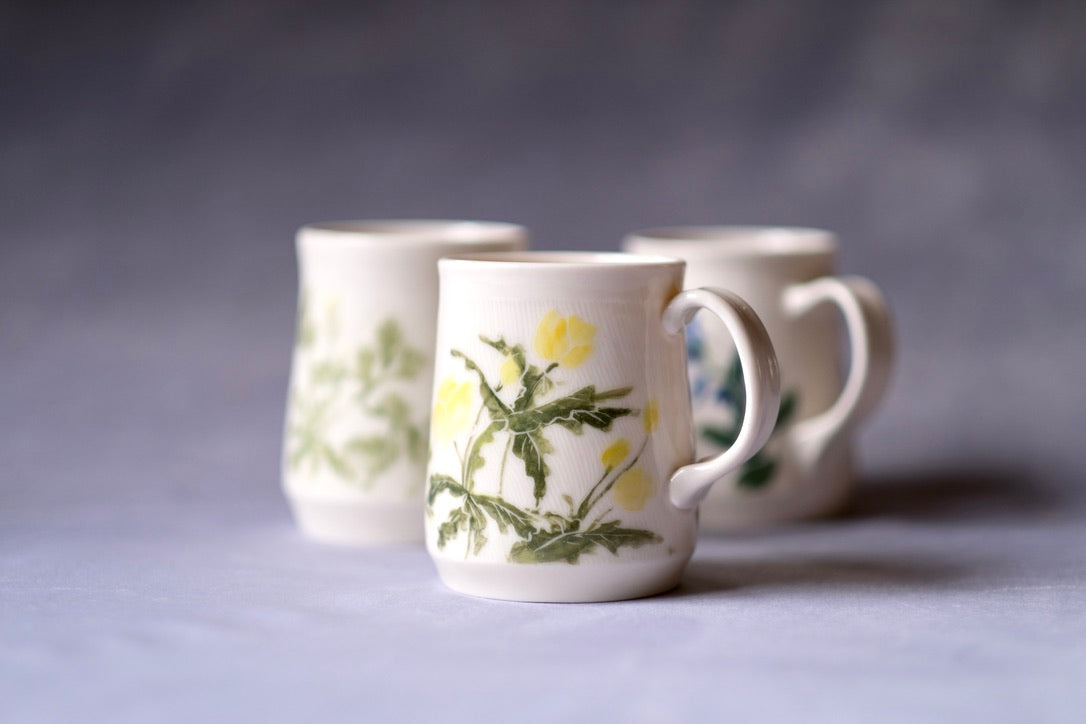 Wood Poppy Carved Mug