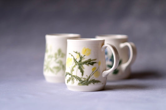 Wood Poppy Carved Mug