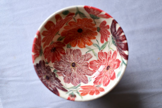 Medium Carved Zinnia Serving Bowl