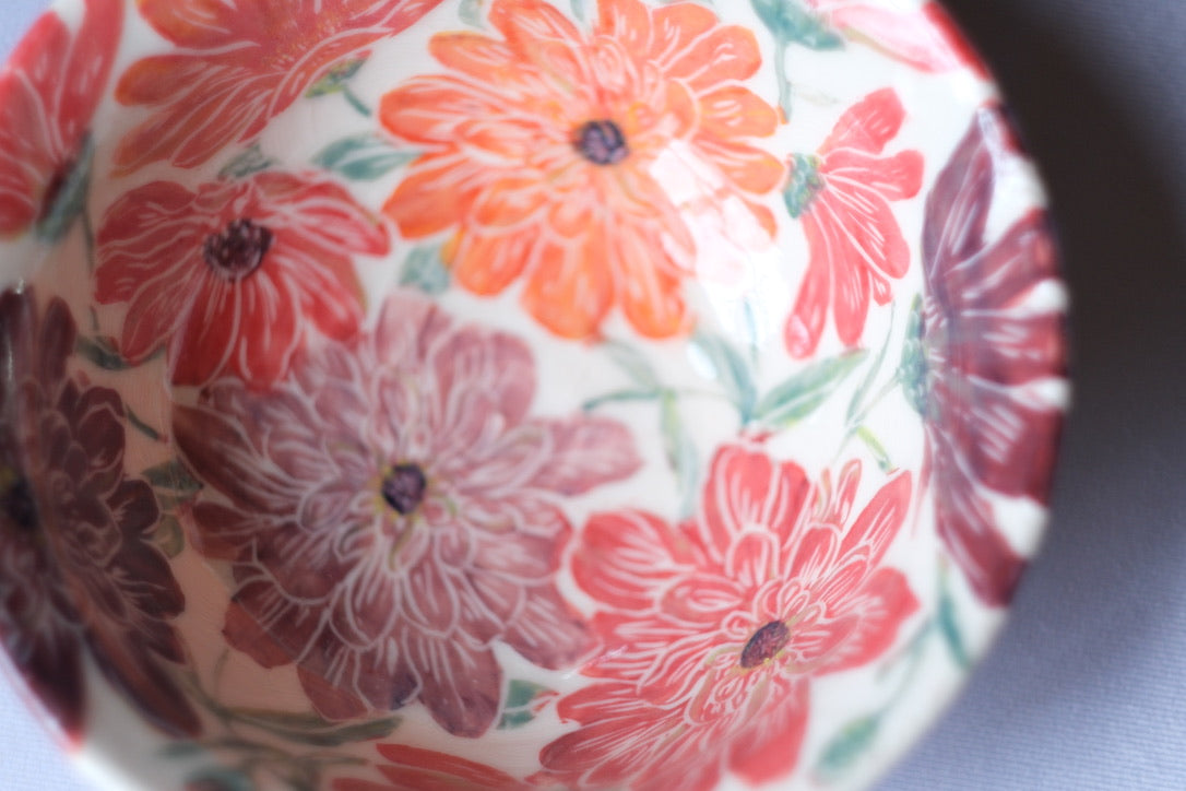 Medium Carved Zinnia Serving Bowl