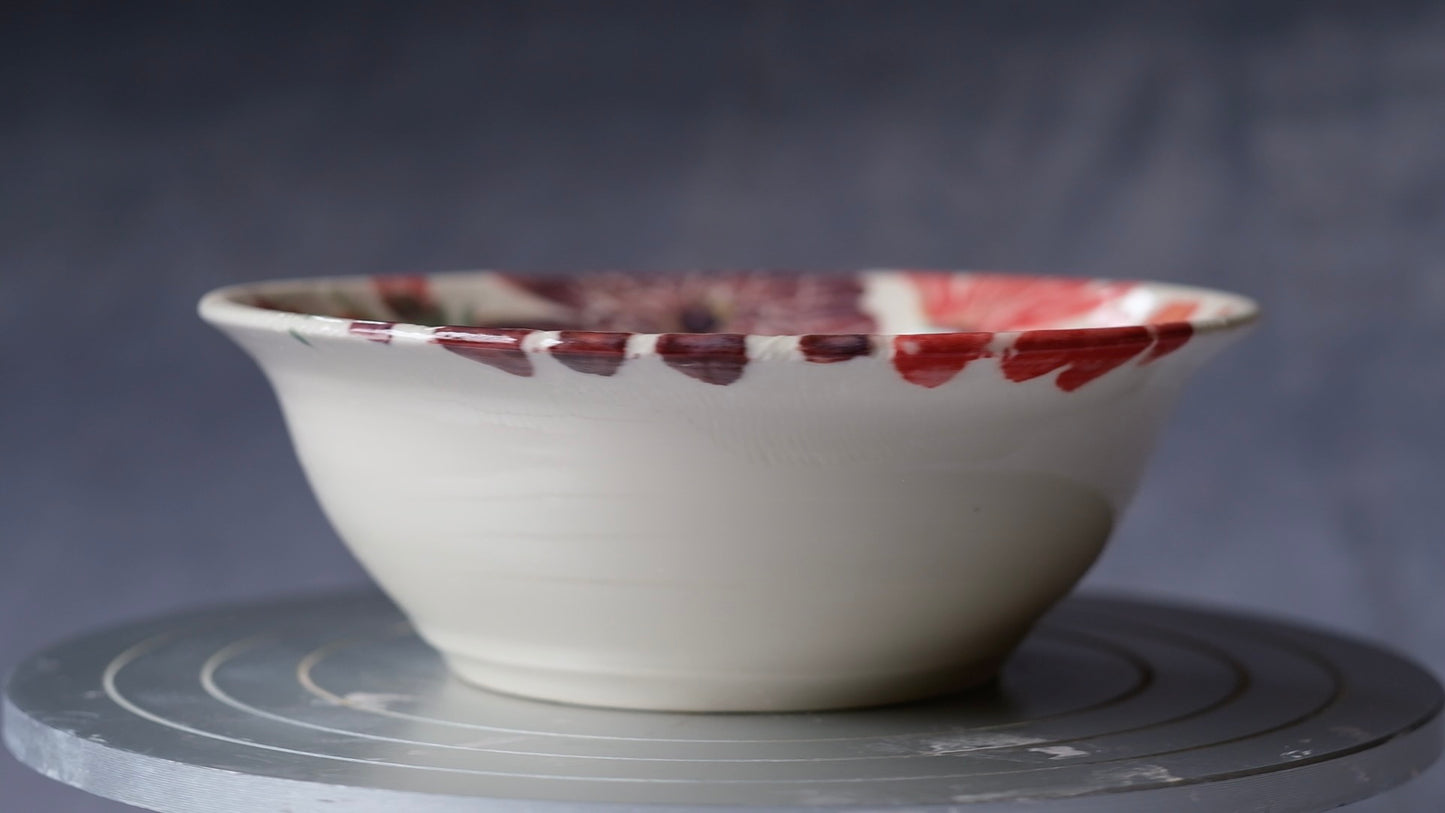 Medium Carved Zinnia Serving Bowl