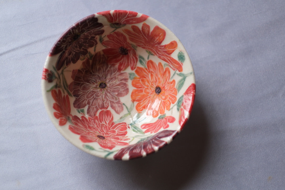 Medium Carved Zinnia Serving Bowl