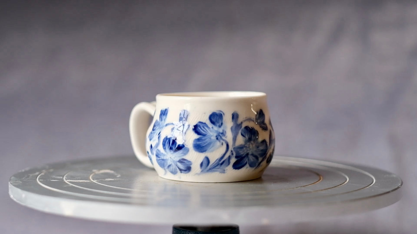 Cobalt Floral Mug
