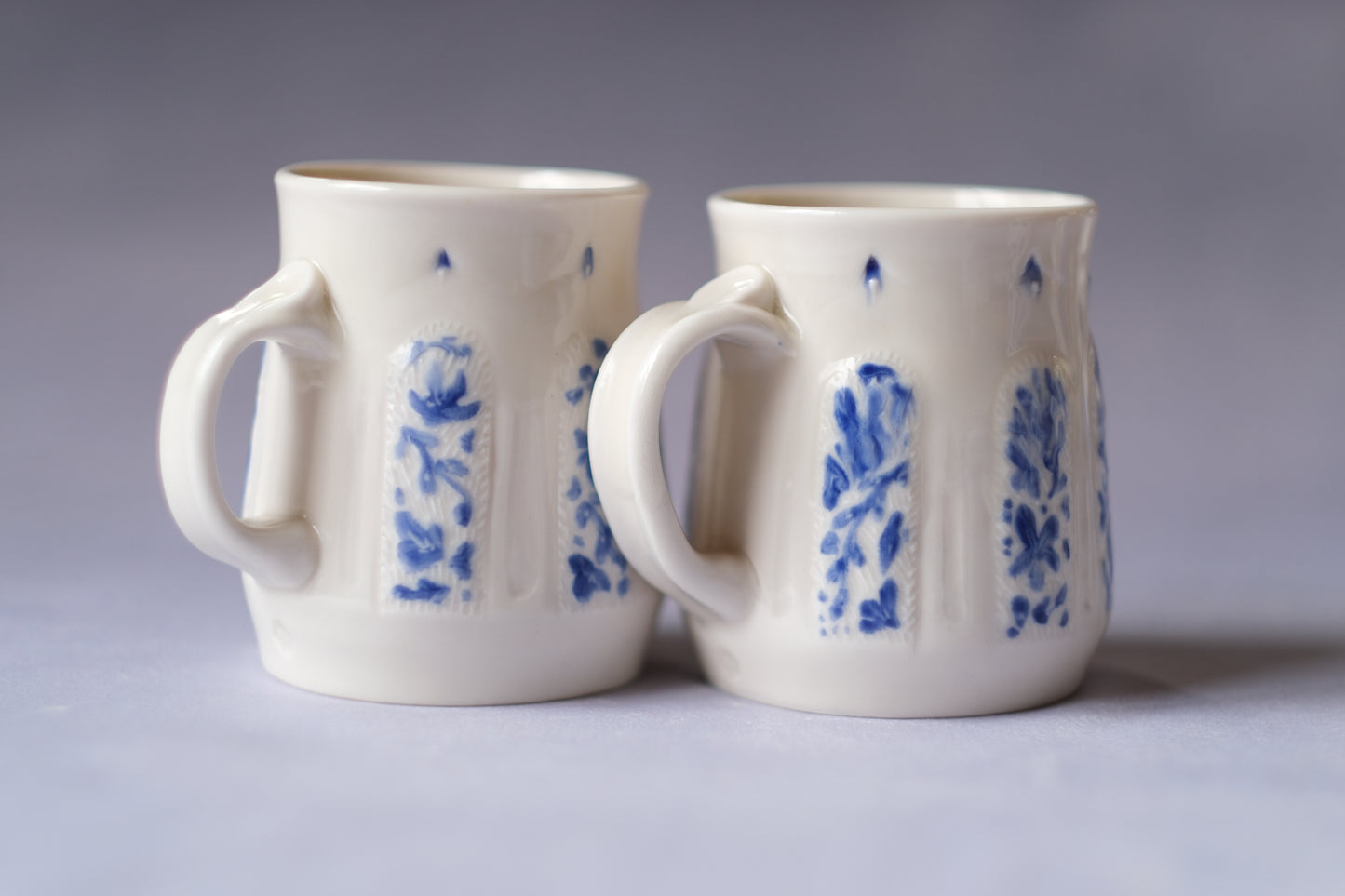 Blue and White Carved Mug