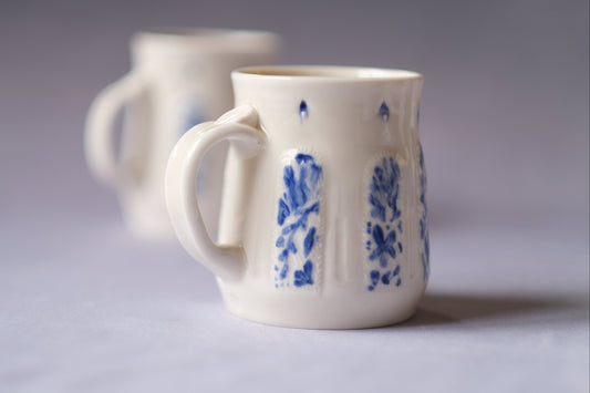 Blue and White Carved Mug
