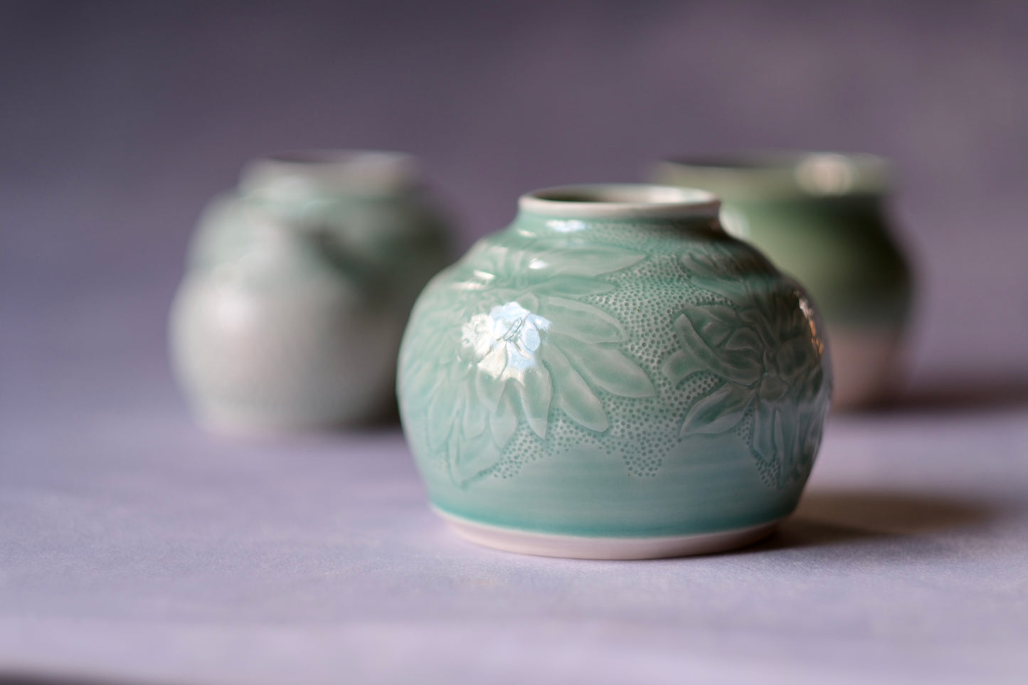 Green Carved Vase