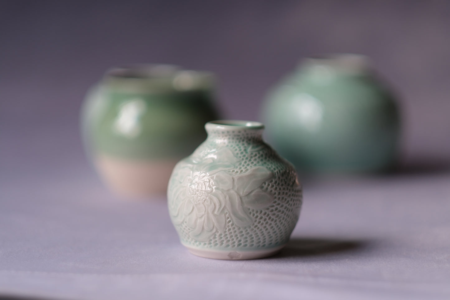 Green Carved Vase