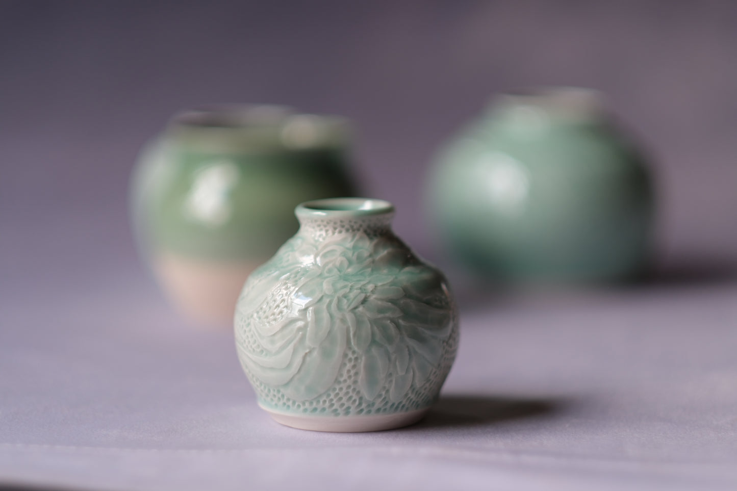 Green Carved Vase