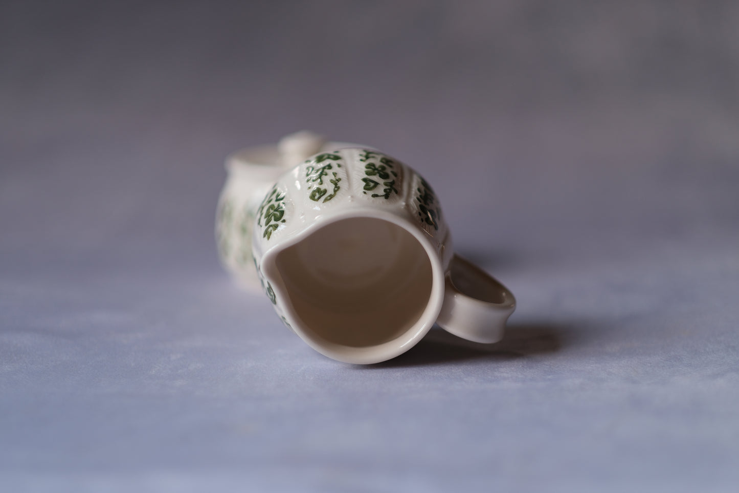 Carved Cream and Sugar Set - Green
