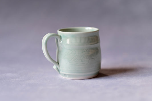 Green Carved Mug