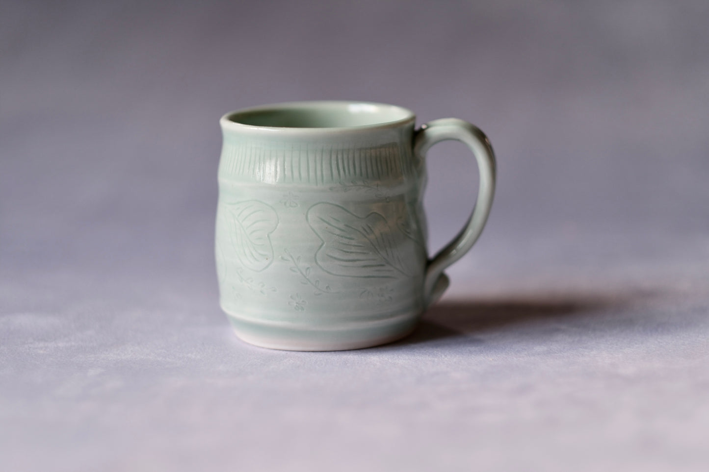 Green Carved Mug