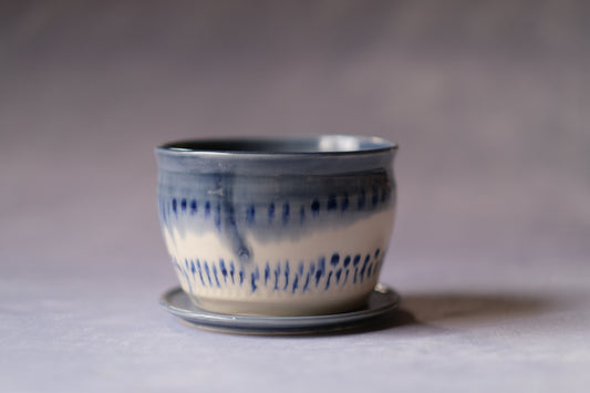 Drippy Cobalt Plant Pot and Dish