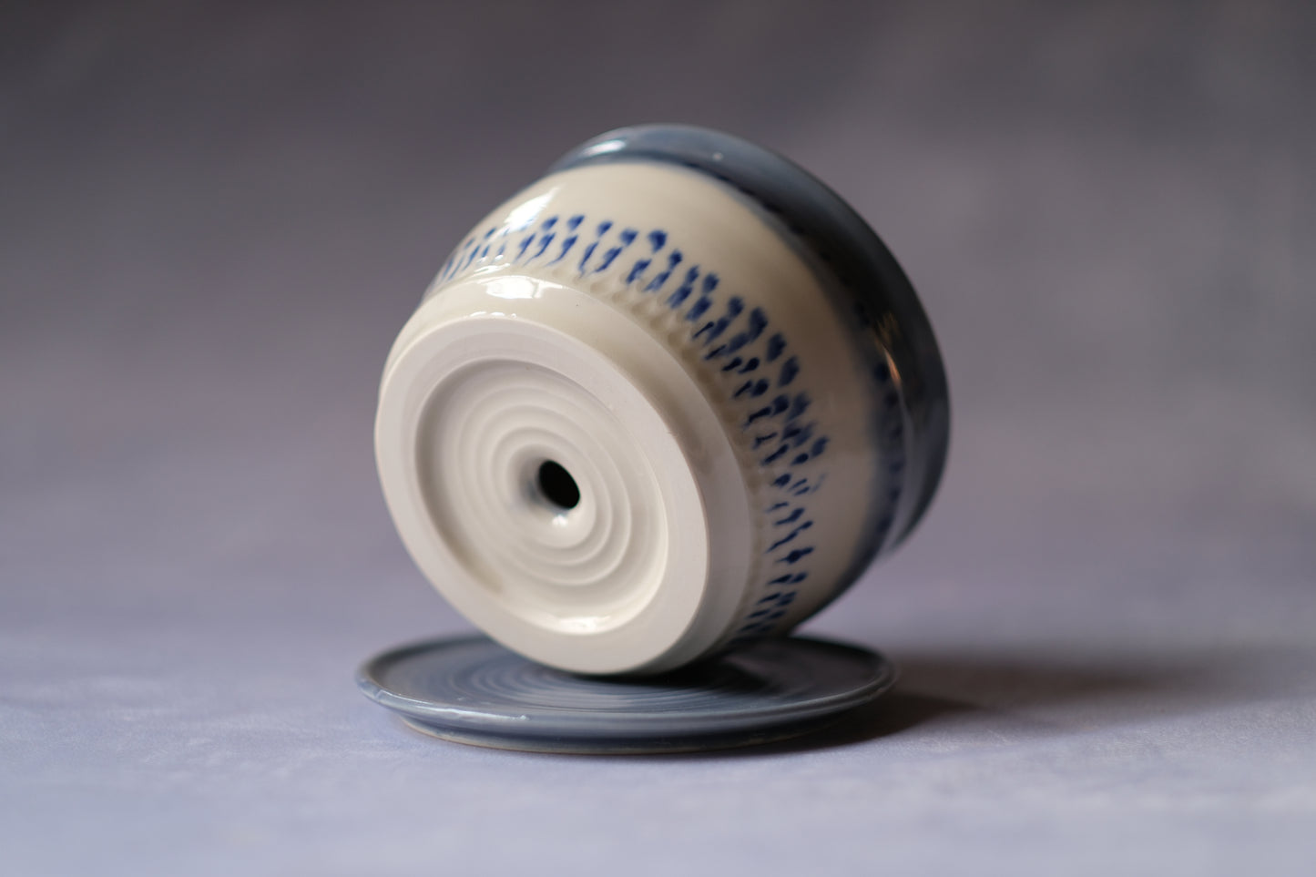 Drippy Cobalt Plant Pot and Dish