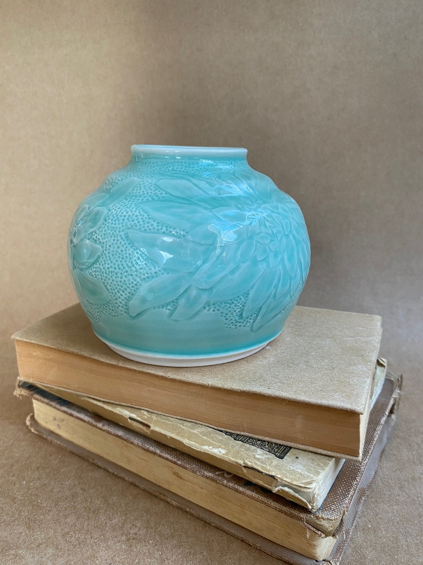 Green Carved Vase