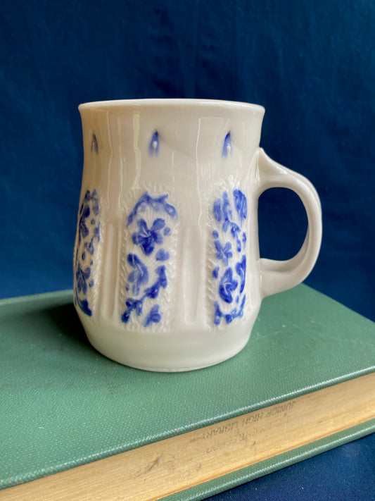 Blue and White Carved Mug